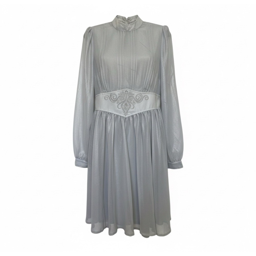 Beetlejuice Hot Topic Astrid's Dress Silver Lace Size Med Zipper Back Goth NWT